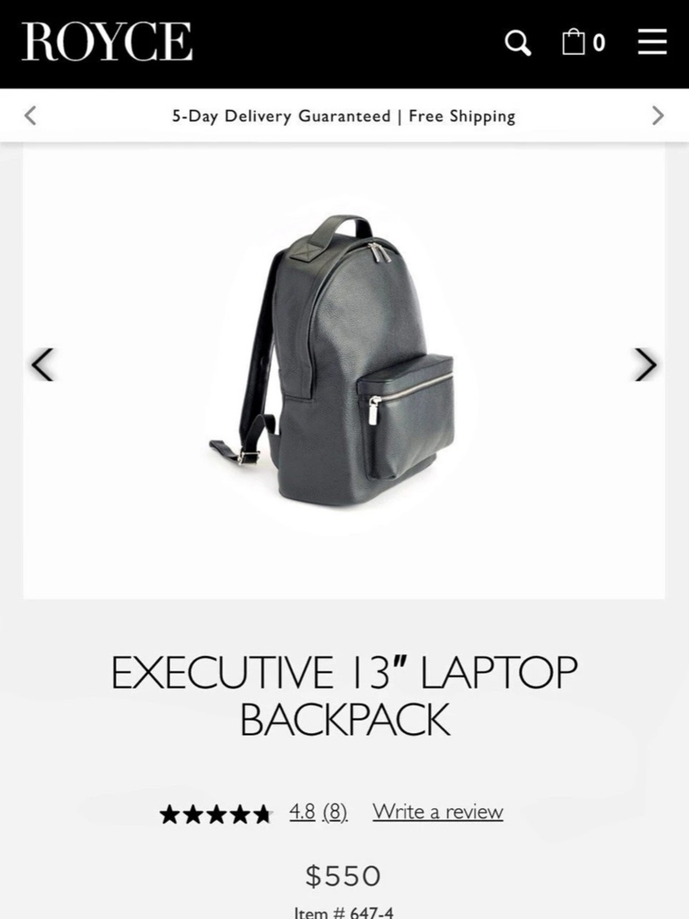 ROYCE Executive 13" Laptop Backpack Black